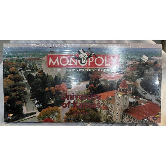 Vintage Monopoly University of Kansas Edition 1998 Board Game Hasbro New Sealed - Picture 1 of 5